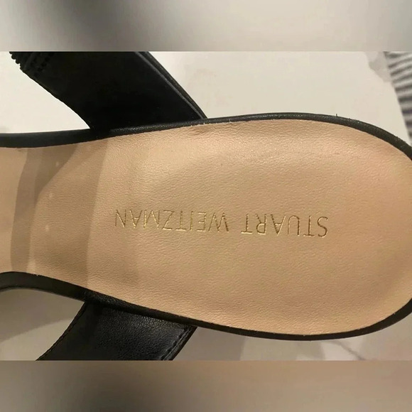 Stuart Weitzman Women’s Belinda 75 Leather 3” Heel Slide Sandal Black Size 6 NEW - Picture 10 of 10